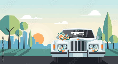 Just Married Car Wedding Vehicle.