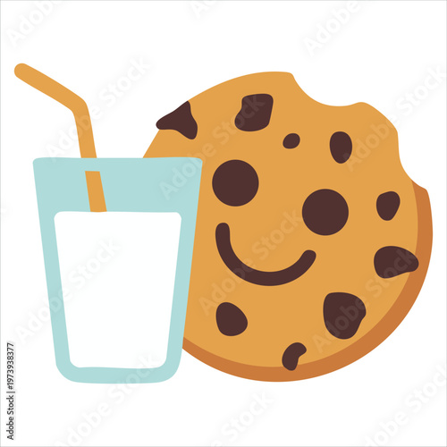Icon Design Featuring Milk Container and Round Dessert Cookie for Refreshment Concepts