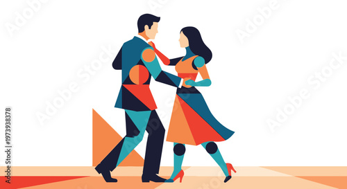 Man and woman dancing together slowly.