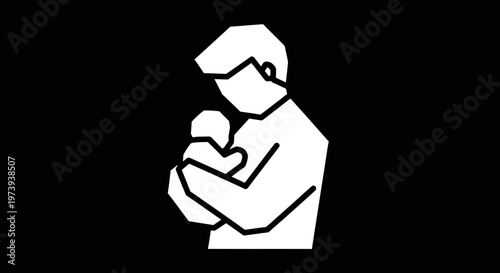 Man holding baby in arms tight.