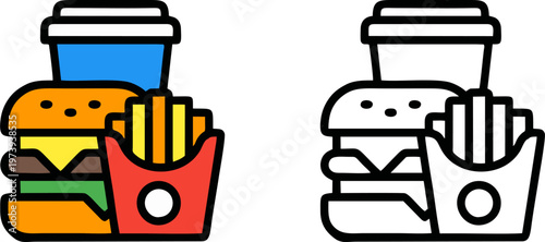 Takeaway Lunch Burger Fries Coffee Set