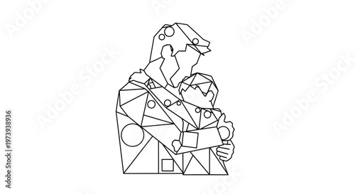 Mother Hugging Little Child Warmly Outdoors.