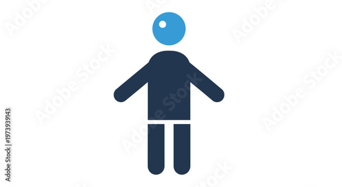 Simple Blue Human Icon Figure.