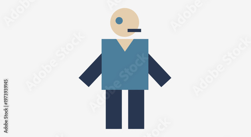 Simple cartoon man in blue shirt.