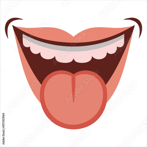 Open Mouth Showing Teeth and Tongue for Laughter and Happiness Theme Icon Graphics