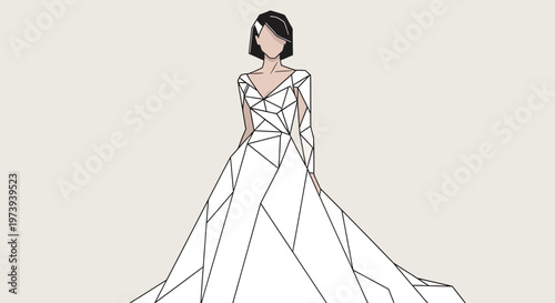 Woman in elegant white wedding dress.