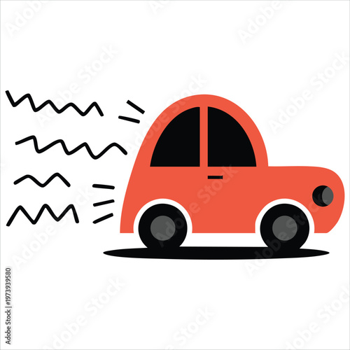 Automobile Navigation Graphic Showing Vehicle Moving in Zigzag Pattern for Driving Concepts