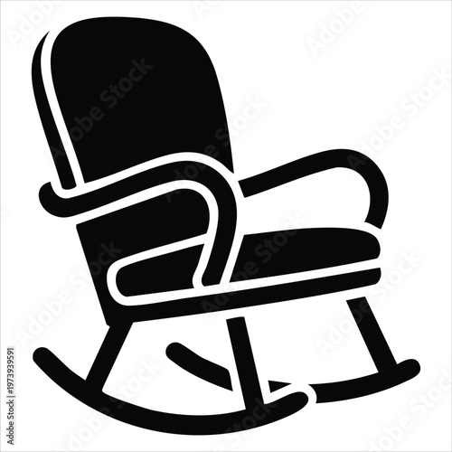 Icon Design Showing Classic Relaxation Chair with Rocking Mechanism for Home Concepts