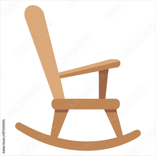 Red Colored Graphic Depicting Traditional Seating Furniture with Curved Rocking Base