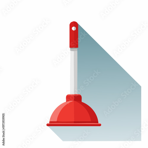 Red toilet plunger illustration with white handle