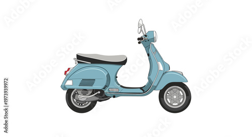 Classic Light Blue Scooter Illustration on White Background