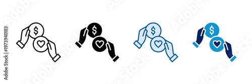 Charity Donation Icon Set Multiple Style Collection