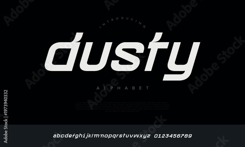Dusty italic racing speed alphabet font for automotive sports logo and heavy industrial machinery branding design