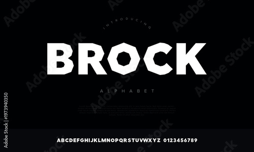 Brock geometric polygonal faceted alphabet font for gaming logo and crystalline stone jewelry branding design