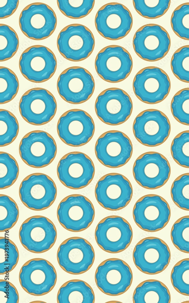 Fototapeta premium Donut pattern with topping cream taro or mint flavor, sweet snack food