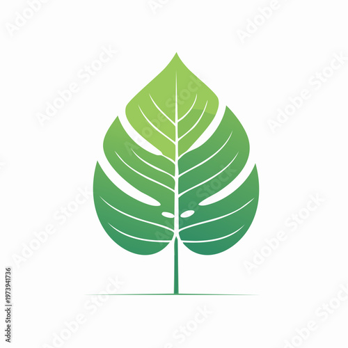Elegant Monstera Leaf Icon in Fresh Green Gradient, Perfect for Nature and Tropical Design Projects