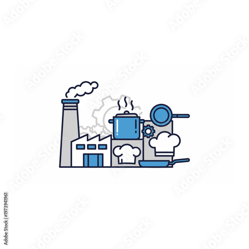 Food processing plant industrial graphic
