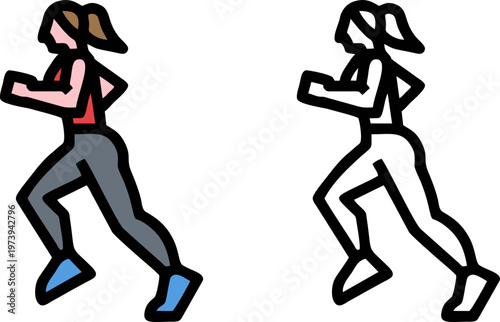 Athletic Woman Running and Jogging Icon