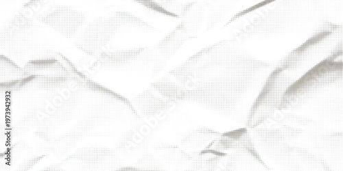 Crumpled paper halftone texture. Dotted rough wrinkled background. Old creased paper sheet overlay. Comic pop art grain wallpaper. Aged damaged gritty page in cartoon style. Vector background