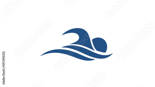 Swimmer logo design swimming motion blue.