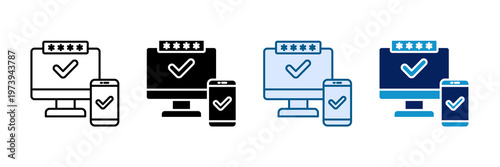 Two Factor Authentication Icon Set Multiple Style Collection
