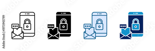 Authentication Code Icon Set Multiple Style Collection