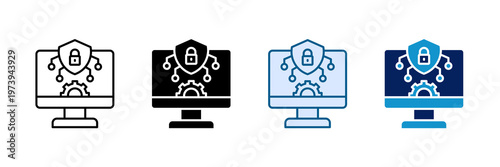 Digital Security Icon Set Multiple Style Collection