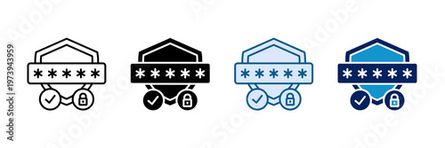 Password Protection Icon Set Multiple Style Collection