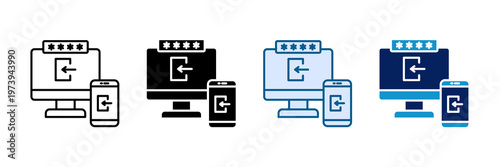 Two Step Login Icon Set Multiple Style Collection