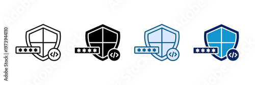 Secure Code Icon Set Multiple Style Collection