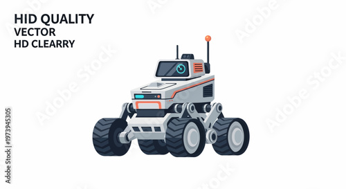 Autonomous mars rover robot vector illustration for space exploration