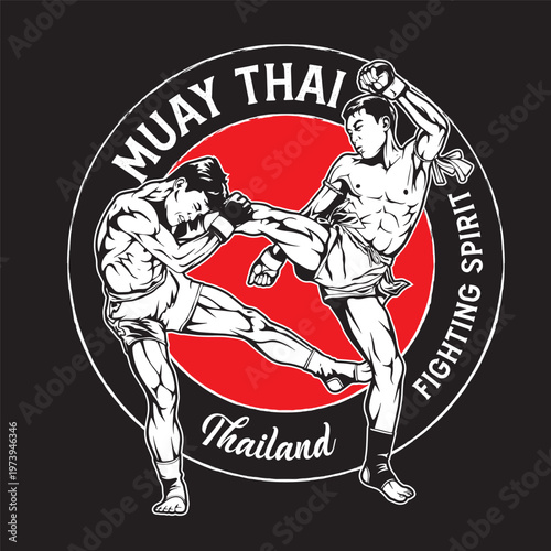 Thai Boxing Fighters vector Illustration, perfect for t shirt design