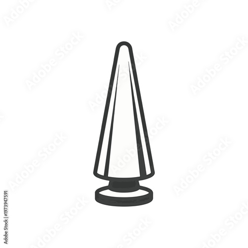 A black and white icon showing a stylized anal plug. It features a conical body tapering to a rounded tip, with a flat, flared base for safety.