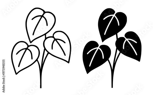 Ivory betel vector icon, in outline and silhouette design, isolated on transparent background