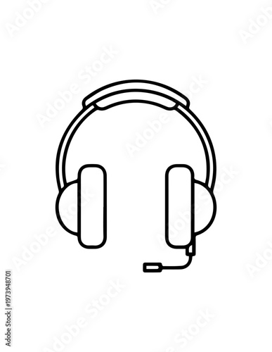 Headset with microphone outline icon communication symbol customer service call center customer support online support tech support operator headset headphone with mic