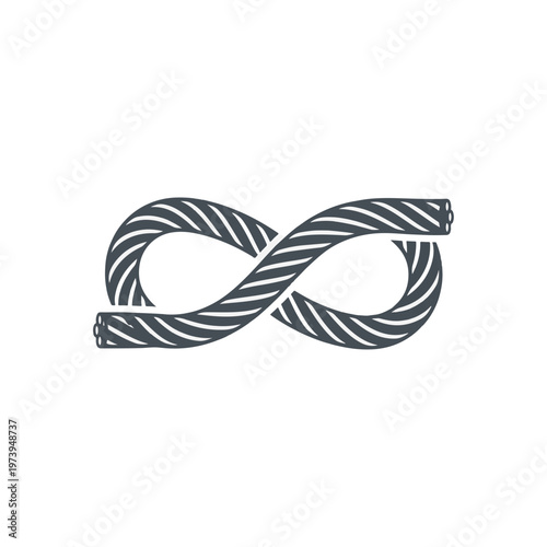 An infinity symbol formed from two intertwined, thick grey ropes on a white background.