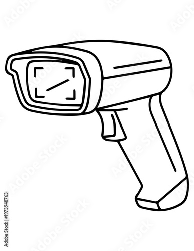 Barcode scanner icon outline a handheld device for reading barcodes line art point of sale handheld technology electronic equipment illustration commerce business