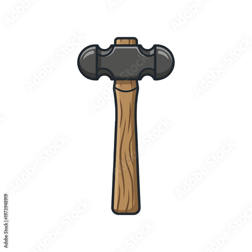 A cartoon-style illustration of a sledgehammer with a dark gray head and a light brown wooden handle against a white background.