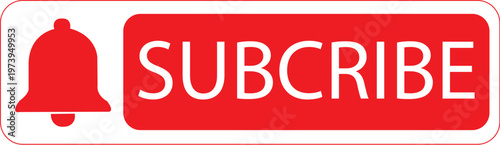 Red Subscribe Button with Bell Icon - A graphic illustration for online content creators and platforms
