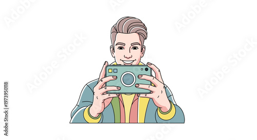 Man holding a digital camera.