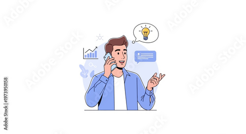 Man talking on mobile phone.