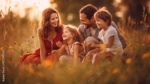 Cherishing the golden moments of family joy in nature's embrace.