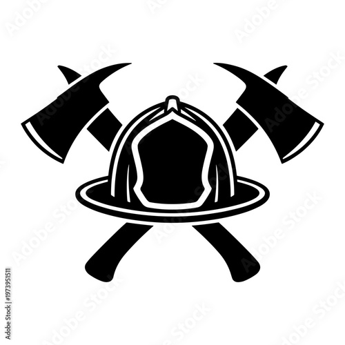 Firefighter Helmet with Crossed Axes Silhouette