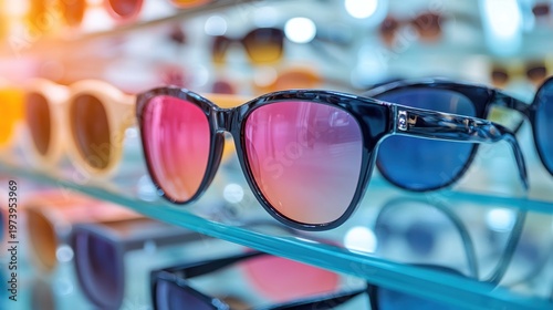 Wallpaper Mural Sunglasses display on glass shelves Torontodigital.ca