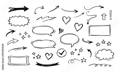 Hand‑Drawn Doodle Arrows Bubbles Icons Set