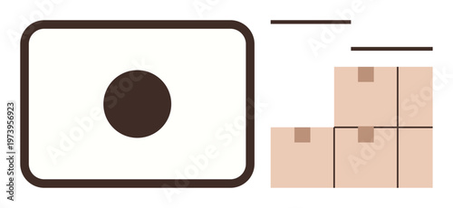 Logistics, shipping, e-commerce, delivery management, inventory tracking, warehouse operations. ion of a barcode and stacked boxes. Logistics and shipping in design