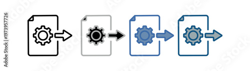 
output icon set multiple style collection with box, gear and outward arrow designs
