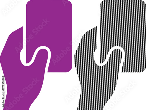 Hand holding referee card vector illustration.