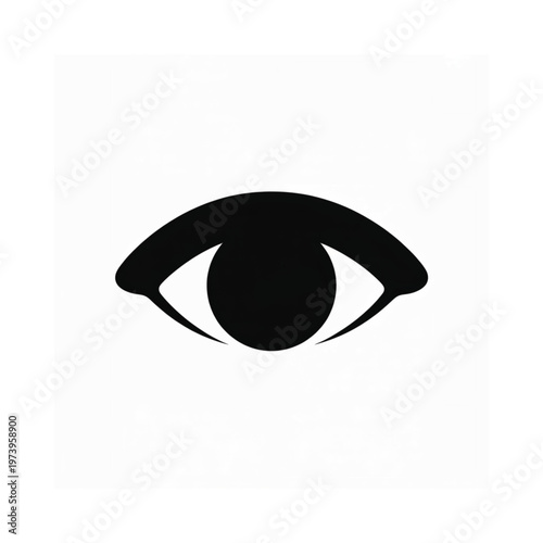 A simple black silhouette of a human eye against a white background