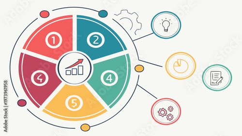 Flat vector illustration of a clock design element representing a business network connection and social media communication icon for a modern technology infographic